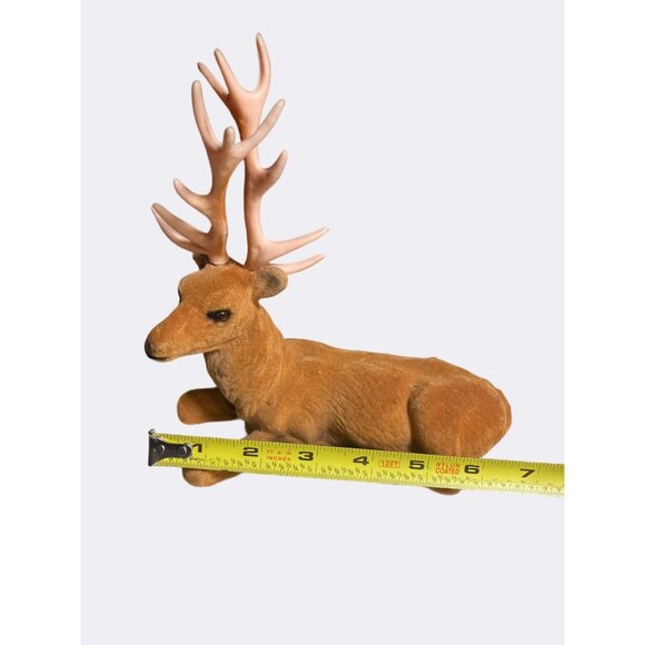 Flocked Deer and Fawn Figurine Set Of 3 Vintage - Picture 7 of 9